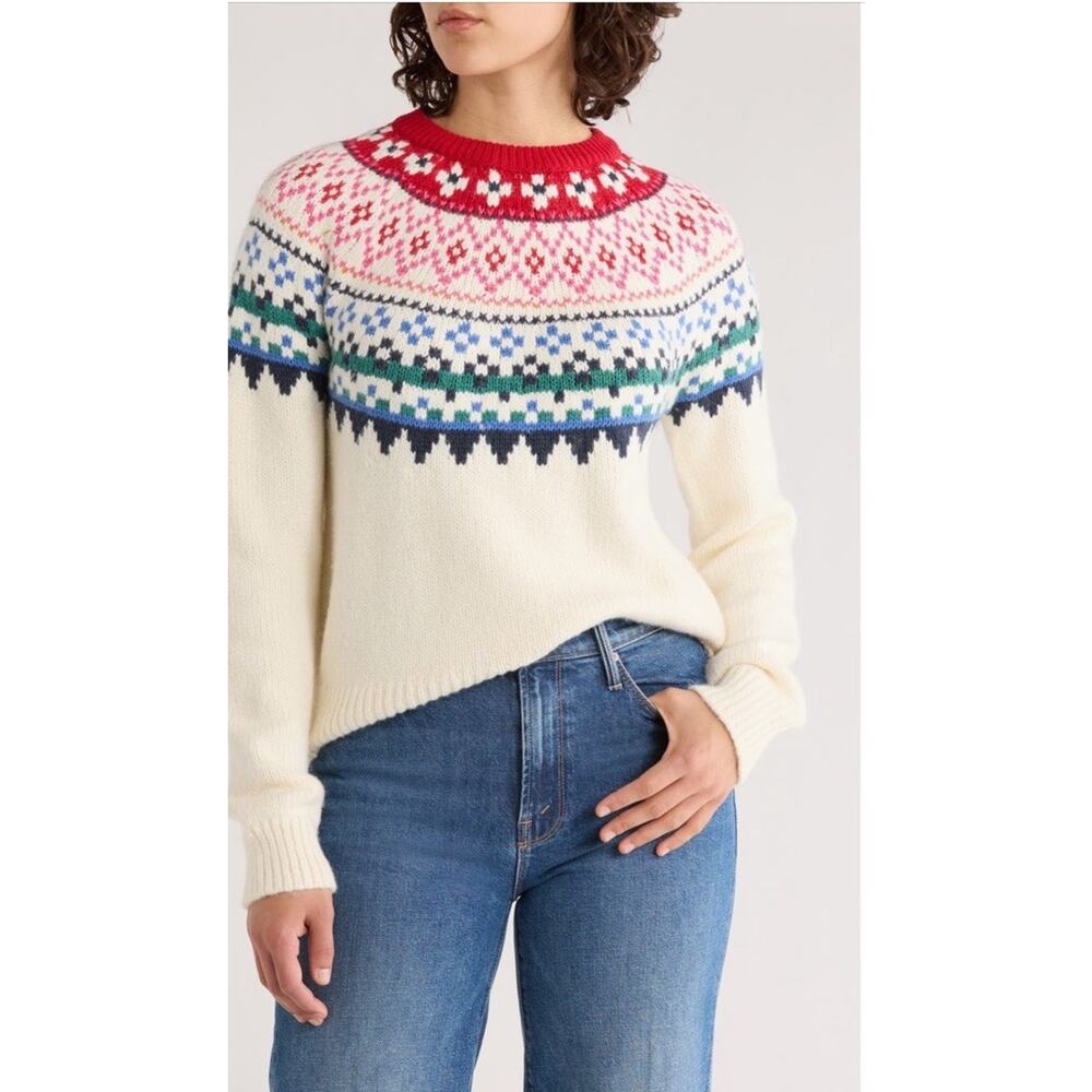 Marine Layer Fiorella Fair Isle Crewneck Sweater Merino Wool S New $178